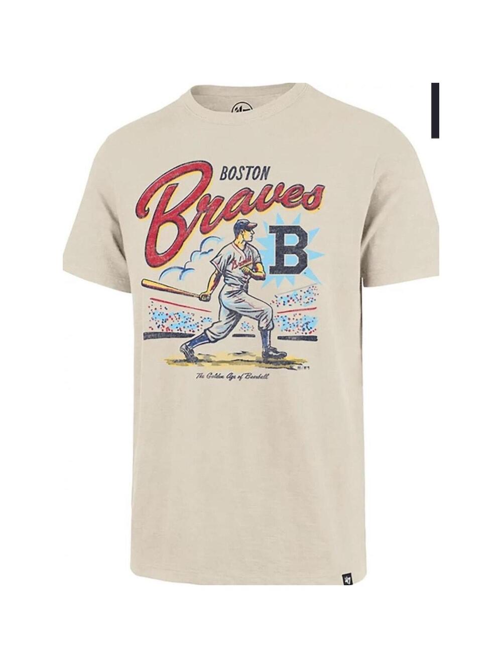 47 Brand Boston Braves MLB Graphic Cooperstown Collection Cream T-Shirt XXL NWT